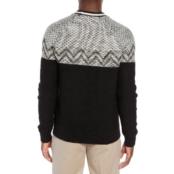 Bonobos SLIM FIT REVERSE FAIR ISLE SWEATER IN SNOW Gray/ BLACK Sz XL - Picture 2 of 15